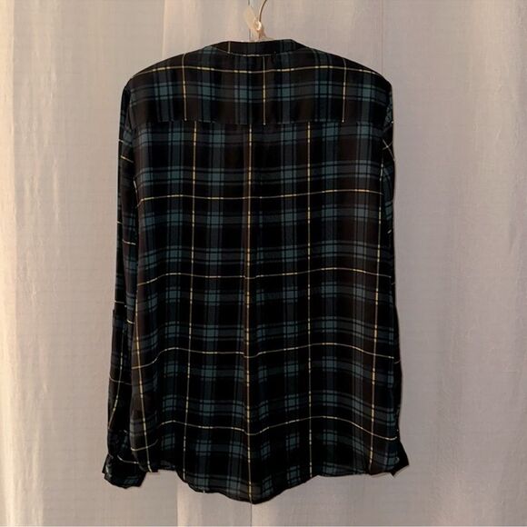 aliceblue x Stitch Fix L Green Black Gold Plaid Button Down Long Sleeve Blouse - Picture 3 of 13